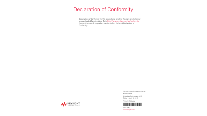 E4416A Declaration of Conformity